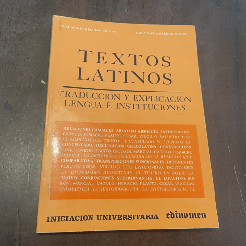 Portada del libro de Textos latinos. Traducción y explicación, lengua e instituciones