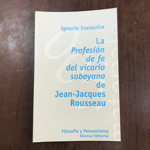 Portada del libro La profesión de fe del vicario saboyano de Jean-Jacques Rousseau