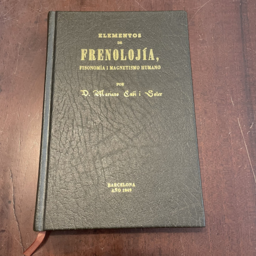 Portada del libro de Elementos de frenolojía, fisonomía I magnetismo humano (Facsímil 1849)