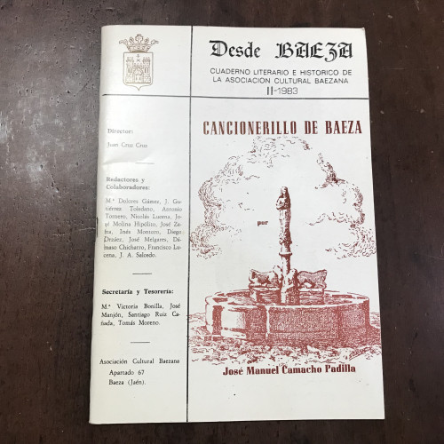 Portada del libro de Desde Baeza. Cuaderno literario e histórico de la Asociación Cultural Baezana nº 2. Cancionerillo de...