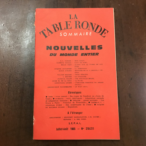 Portada del libro de La table ronde Julliet-Août 1965. Francés