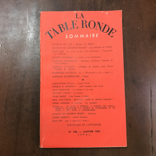 Portada del libro de La table ronde janvier 1963. Francés