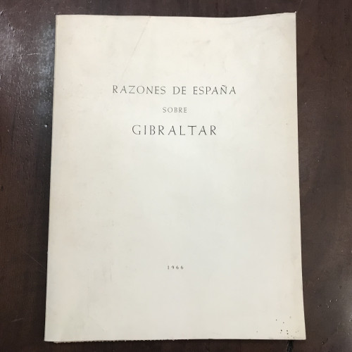 Portada del libro de Razones de España sobre Gibraltar