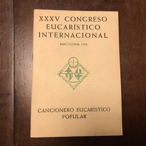 Portada del libro de XXXV Congreso Eucarístico Internacional. Cancionero eucarístico popular