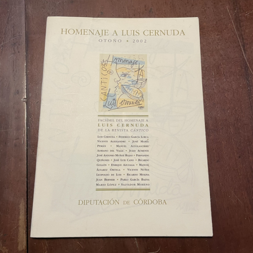 Portada del libro Homenaje a Luis Cernuda. Otoño 2002 (Facsímil 1955)