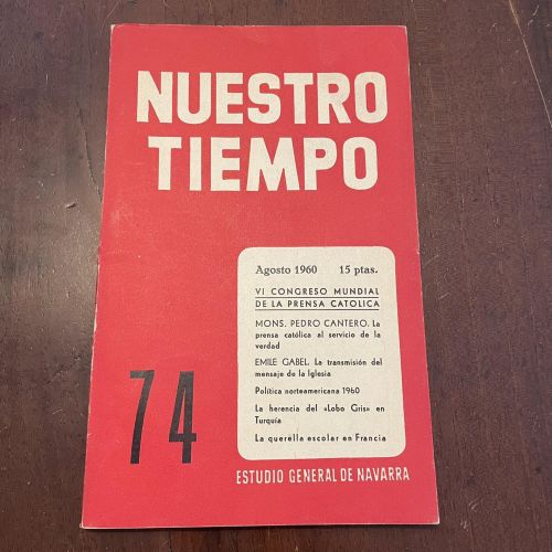 Portada del libro de Nuestro tiempo nº 74. Agosto 1960