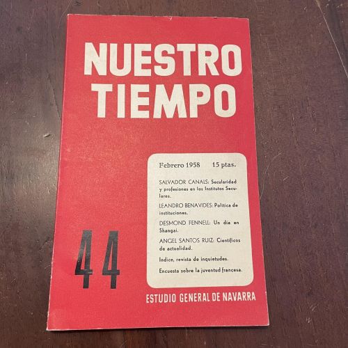 Portada del libro de Nuestro tiempo nº 44. Febrero 1958
