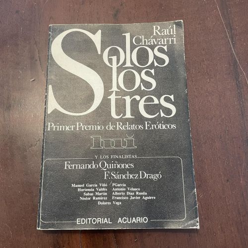Portada del libro de Solos los tres. Primer premio de relatos eróticos