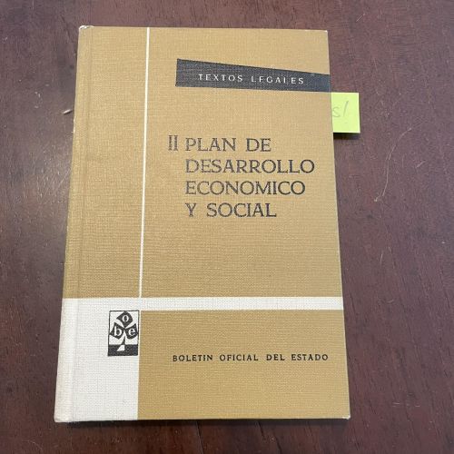Portada del libro de II Segundo plan de desarrollo económico y social