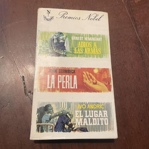 Portada del libro de Adiós a las armas. La perla. El lugar maldito