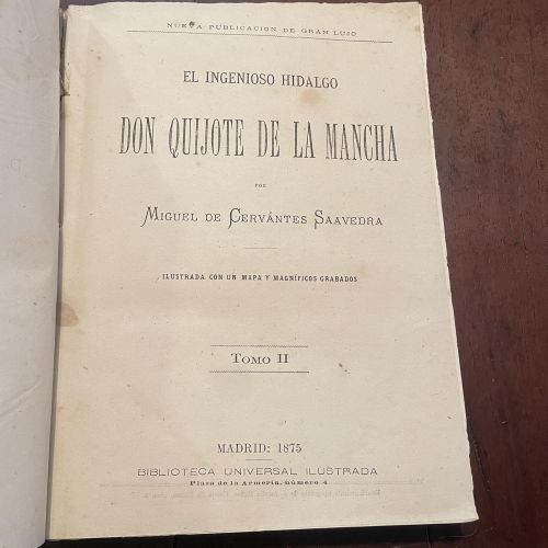 Portada del libro de El ingenioso hidalgo Don Quijote de la Mancha. Tomo II