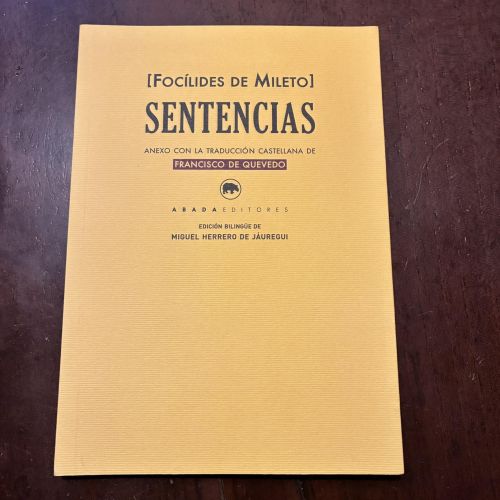 Portada del libro de Sentencias (Edición bilingüe griego-castellano)