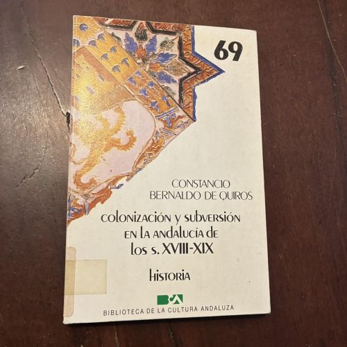 Portada del libro de Colonización y subversión en la Andalucía de los s. XVII-XIX